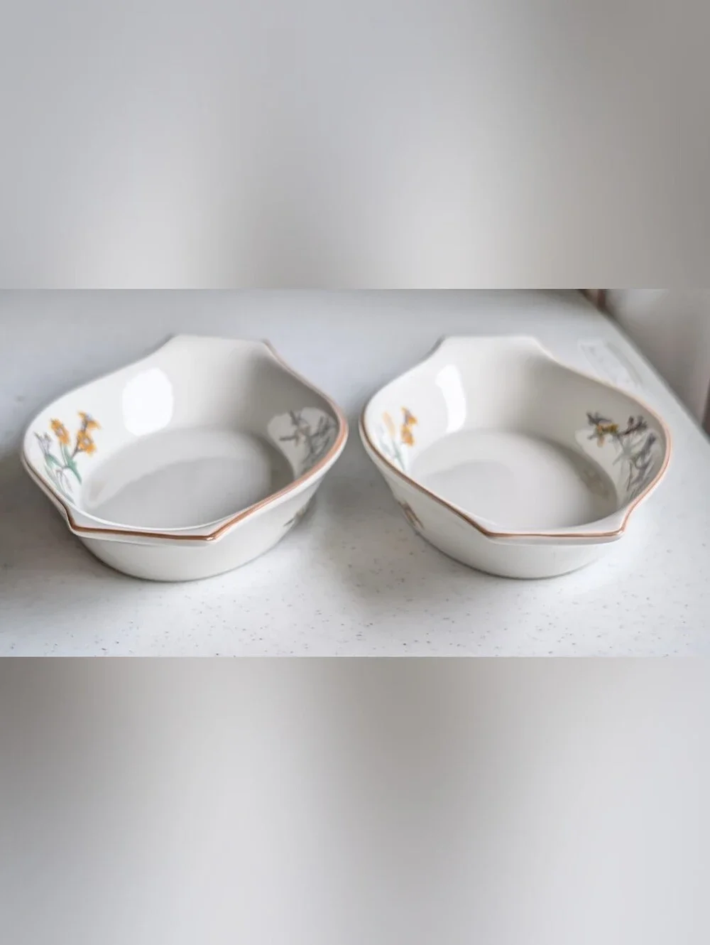 Vintage Citation Woodhill Au Gratin Floral Ceramic Serving Dish 8.5 In Set Of 2